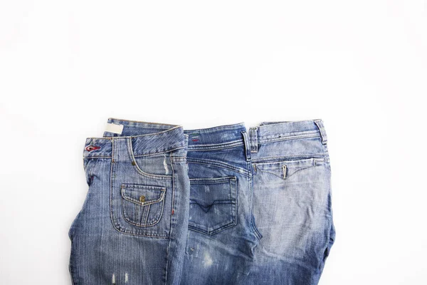 Denim jeans achtergrond met naad jeans mode ontwerp. — Stockfoto