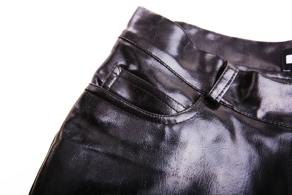 Siyah deri kumaş parçası bir close-up — Stok fotoğraf
