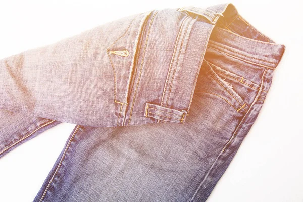 Denim kot arka plan kot pantolon dikiş ile moda tasarım. — Stok fotoğraf