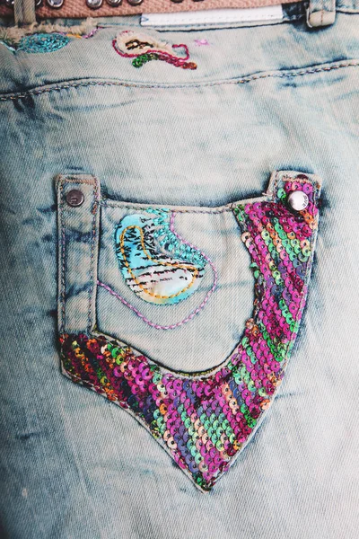 Denim Jeans tło z pasa i szew projektowanie mody dżinsy. — Zdjęcie stockowe