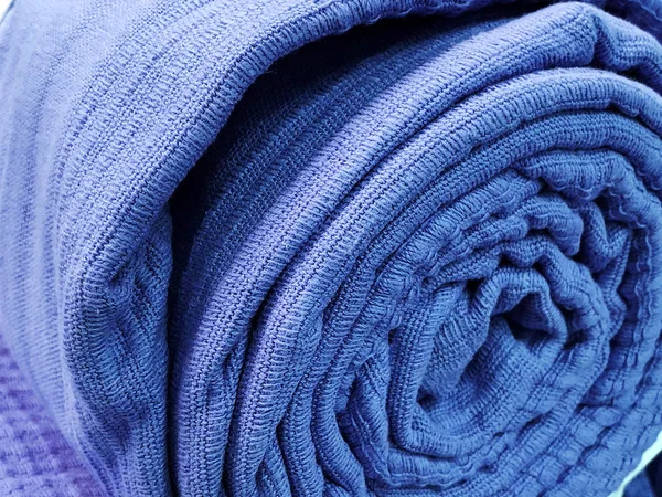 Ovanifrån av tyg textil yta. Närbild stickat tyg textur. — Stockfoto