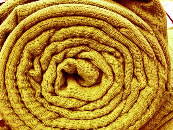 Vista dall'alto della superficie tessile di stoffa. Tessuto lavorato a maglia da primo piano . — Foto Stock