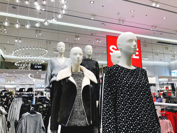 RISHON LE ZION, ISRAEL- JANUARY 3, 2018:  Inside the clothing store at Azrieli Department Store in Rishon Le Zion