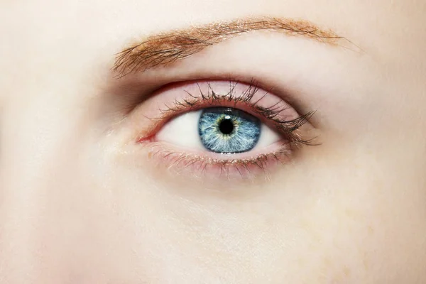 Un bellissimo sguardo perspicace occhio di donna. Colpo da vicino. — Foto Stock