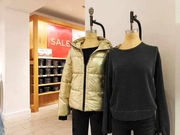 RISHON LE ZION, ISRAEL- DECEMBER 29, 2017: Modern clothes in a shop on a hanger. — Stock Photo, Image