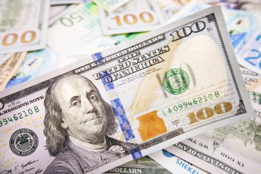 İsrail ve Amerikan banknotlar. Şekel ve Amerikan Doları.