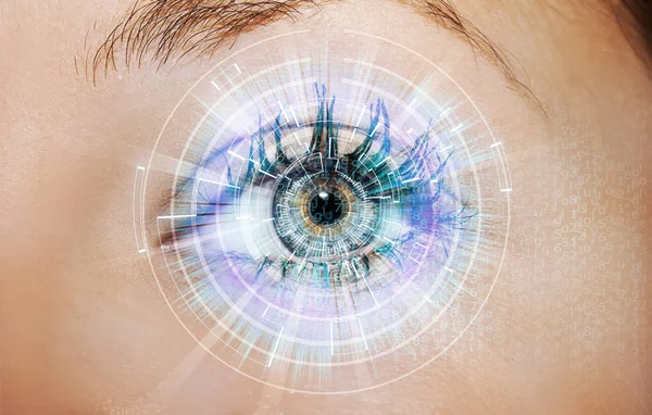 디지털 원 추상 눈입니다. 미래 비전 과학 및 신분증 개념 — 스톡 사진