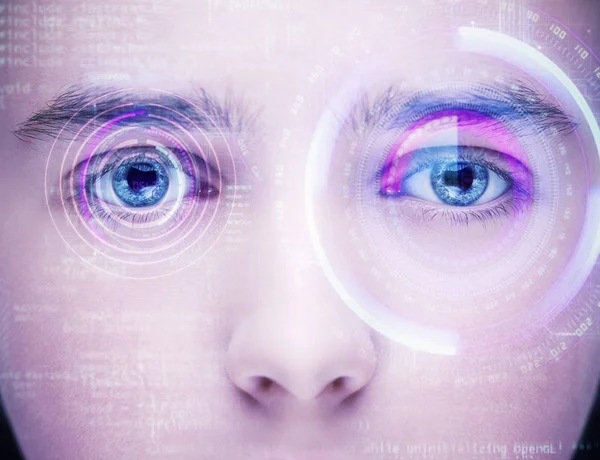 Olho abstrato com círculo digital. Visão futurista conceito de ciência e identificação . — Fotografia de Stock