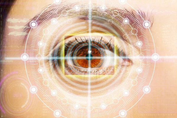 Абстрактне око з цифровим колом. Футуристичне бачення наука та концепція ідентифікації . — стокове фото