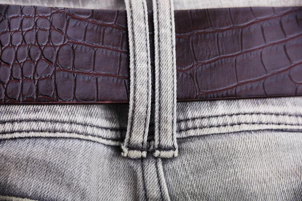Denim Jeans arka plan ile kemer ve dikiş kot moda tasarımı. — Stok fotoğraf