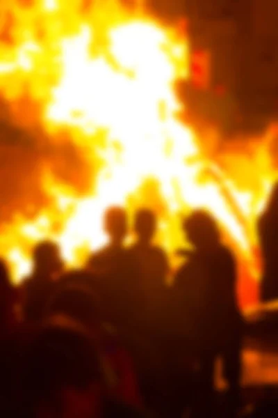 Abstract blur background. Festive Lag Baomer bonfires in Israel. — Stock Photo, Image