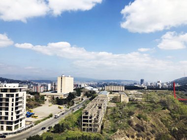 Tiflis, Gürcistan - 06 Nisan 2018: Balkondan görünümüne şehrin Tiflis, Gürcistan