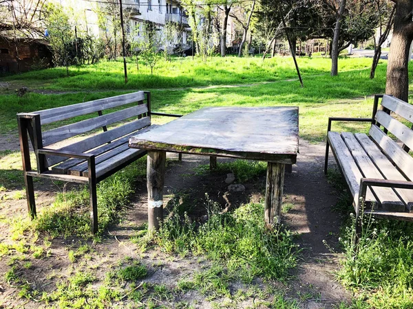 Весняна погода, сонячне небо, квітучі дерева в селі . — стокове фото