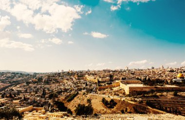 Mount of Olives görünümünden Kudüs Old City.