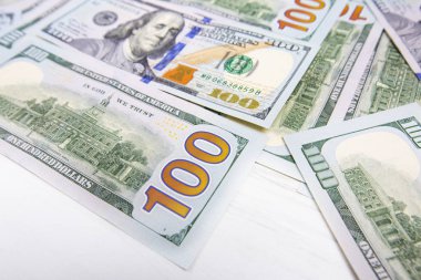 Bize banknotlar Başkan portreleri ile yığını. Nakit para, Doları arka plan görüntüsü