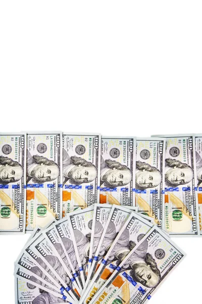 一堆美国纸币, 上面有总统画像。现金美元钞票, 美元背景图片 — 图库照片