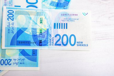 İsraely şekel para faturaları toplama arka plan.