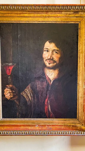 LVIV, UCRANIA - 7 DE DICIEMBRE DE 2019: Una enorme y hermosa pintura en las paredes del museo del Palacio de Potocki. Primer plano . — Foto de Stock