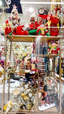 TBILISI, GEORGIA DECEMBER 19, 2019: New Year decorations in a large shopping center located in Tbilisi