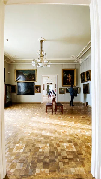 LVIV, UCRANIA - 7 DE DICIEMBRE DE 2019: Vista interior del hermoso museo de pinturas en el Palacio de Potocki . — Foto de Stock