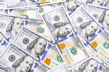Bize banknotlar Başkan portreleri ile yığını. Nakit para, Doları arka plan görüntüsü