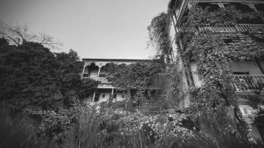 Eski Tiflis, Georgia 'da ahşap bir balkon.