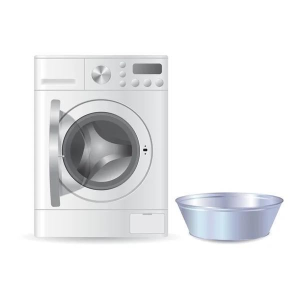 Vector realistic automatic open washing machine with front loadi — ストックベクタ