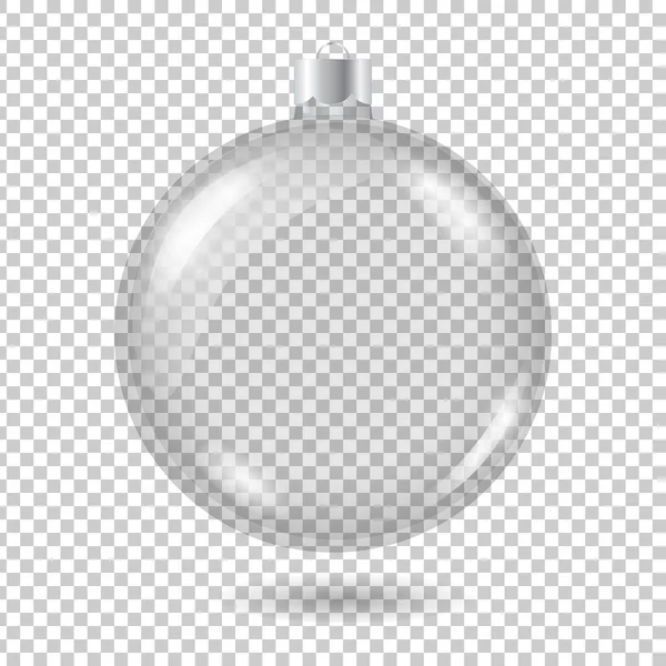 Vector bola de árbol de Navidad transparente con sombra aislada en c — Vector de stock