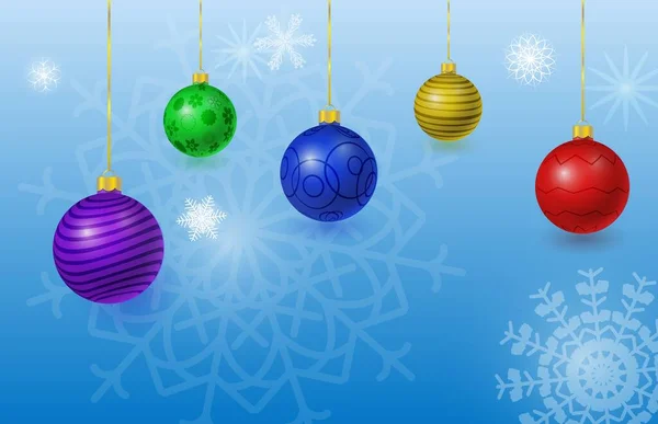 Vector fundo de Natal com bolas e flocos de neve — Vetor de Stock