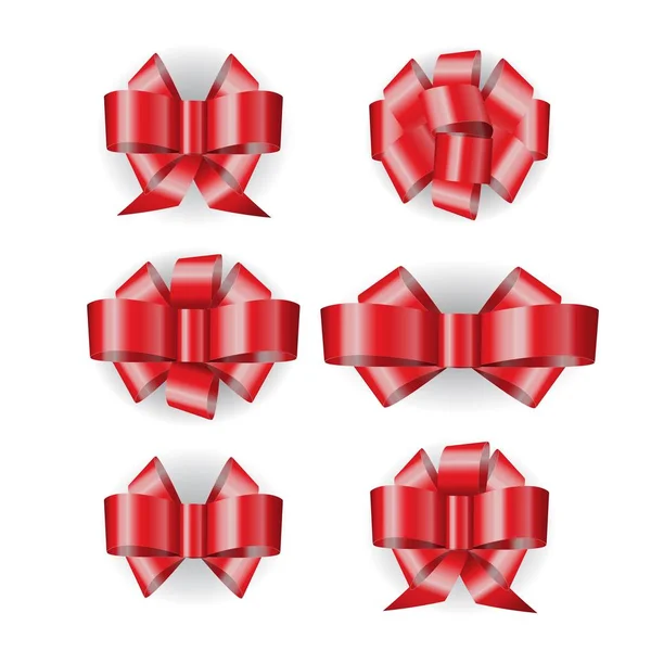 Set von Vektor roten Schleifen isoliert auf weißem Hintergrund mit Schatten. kann zur Dekoration Weihnachten verwenden — Stockvektor
