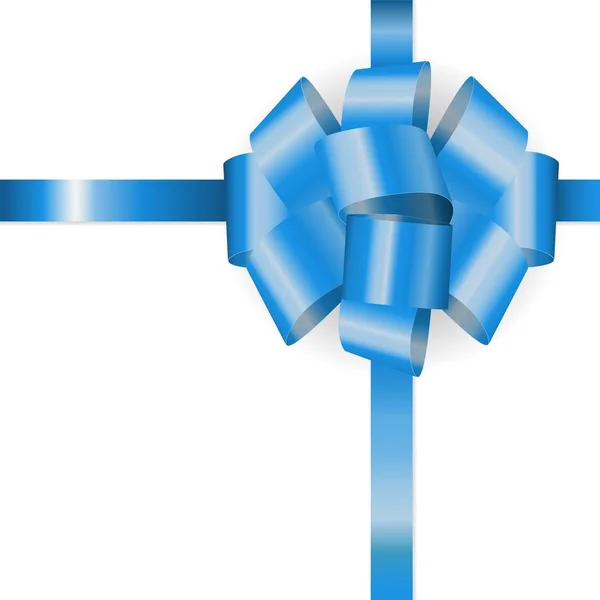 Vektor modrá plastová lesklá stuha luk izolované na bílém pozadí — Stockový vektor