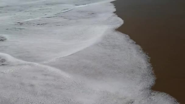 Морська піна миє пісок. Крупним планом . — стокове відео