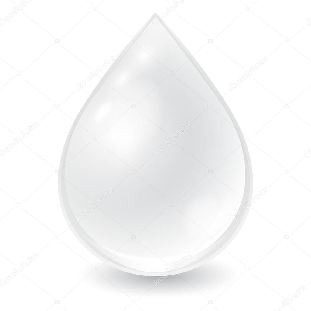 Vector cream or milk drop isolated on white background. Realistic illustration droplet can use in cosmetic or nutrition ad.