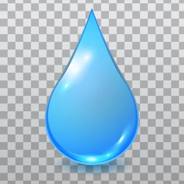 Vector Azul Extendido Gota Agua Aislada Sobre Fondo Cuadros Caída — Archivo Imágenes Vectoriales