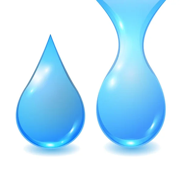 Установите Векторные Голубые Капли Воды Белом Фоне Падение Чистой Слезы — стоковый вектор