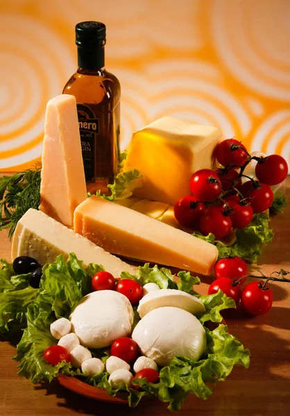 Cheese Collection Olive Oil — Stock Photo, Image