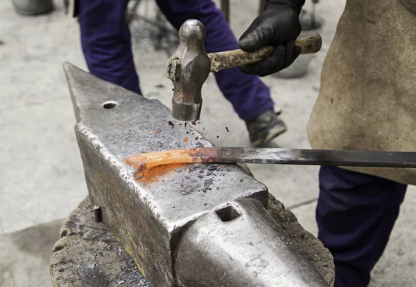 Red hot iron in a forge