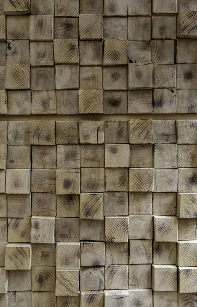 Quadratische Wand Aus Holz Dekoration Detai — Stockfoto