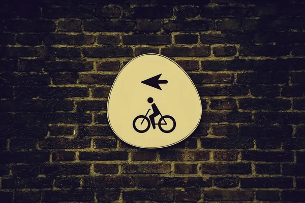 Ποδήλατο Πινακίδα Βέλος Λεπτομέρεια Από Πληροφορίες Μεταφορές — Φωτογραφία Αρχείου