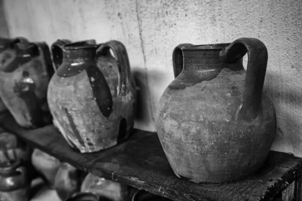 Antik Kil Nesneler Pişirilmiş Kilde Işi Ayrıntıları — Stok fotoğraf