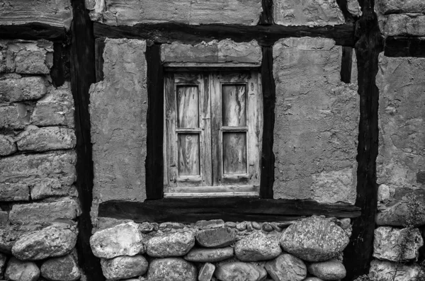 Velhas Casas Madeira Detalhe Antiga Aldeia Espanhola — Fotografia de Stock