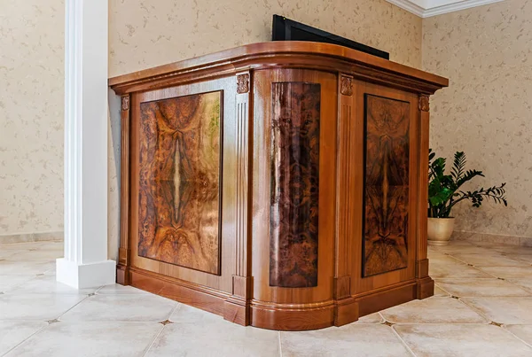 Carved vintage bar counter in the interior
