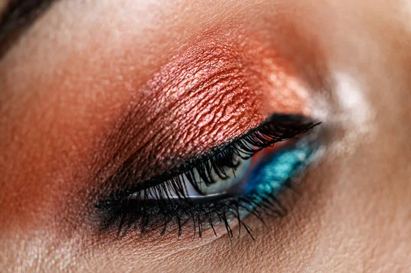 Maquillaje Ojos Rosados Macro Shot Sombreado Perfecto Maquillaje Creativo —  Fotos de Stock