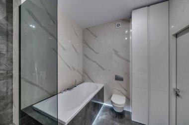 Modern bir çatı katı tarzı daire. Mermer banyo.