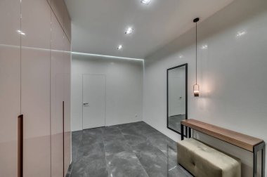 Modern bir çatı katı tarzı daire. Geniş koridor