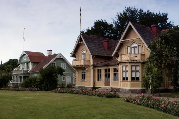 İsveç'te ahşap evler — Stok fotoğraf