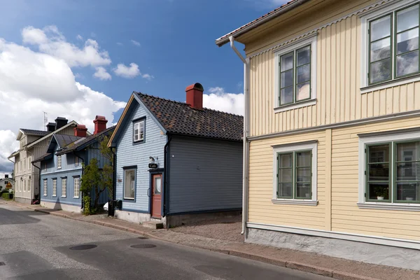 Casas de madera en Hjo en Suecia —  Fotos de Stock