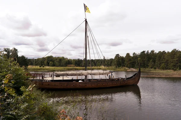 Viking ship on lake Vaenern in Sweden