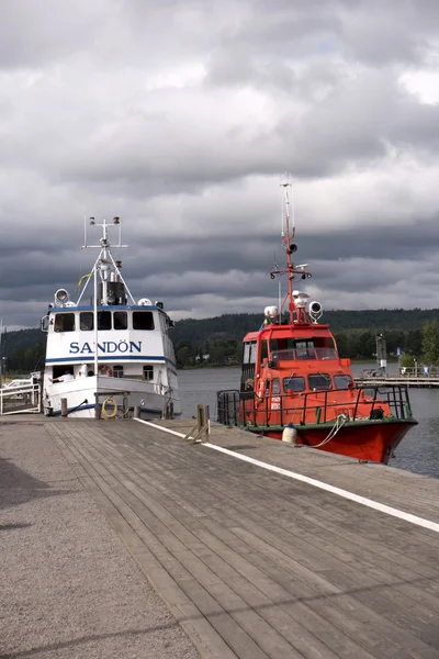 Karlsborg, Zweden - 19 augustus 2016: Historische stoomboot Sandon o — Stockfoto