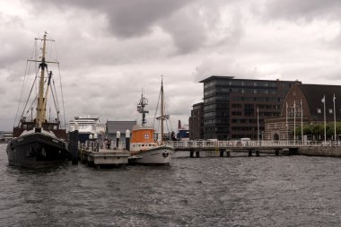 Kiel, Almanya - Okt 3, 2016: Görünüm Almanya Kiel bağlantı noktası